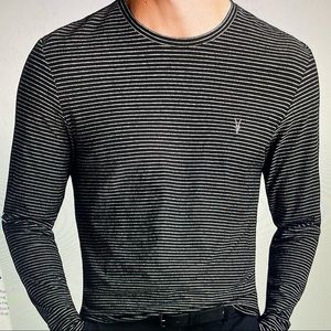 AllSaints Suburb Crew Striped T-Shirt, size small